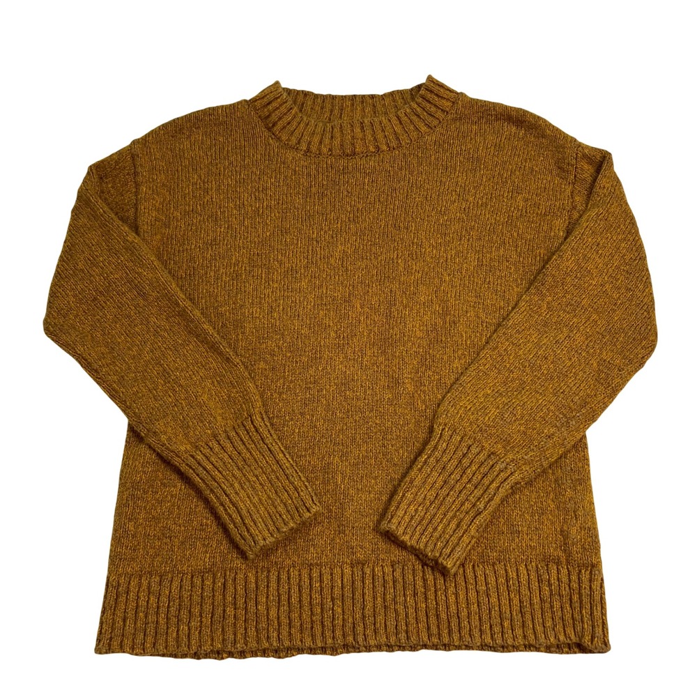 L.L.Bean Women's Sweater Small Brown Mustard Knit Crewneck Cozy Fall Pullover - Picture 2 of 8